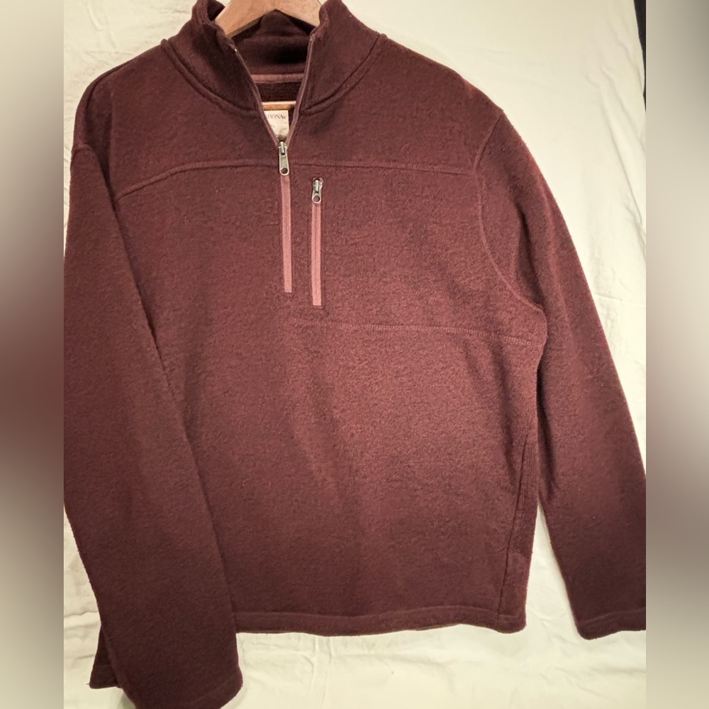 Merona Men’s 1/4 Zip Pullover Knit Jacket Sweater Burgundy/Black Blend XL